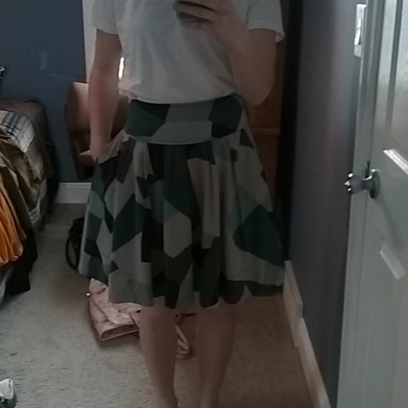 Grey and teal skirt with pockets - Picture 2 of 2